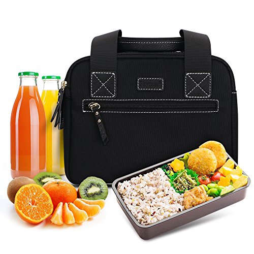 Skycase Lunch Bag for Women, Insulated Lunch Bag with Washable Utensils Pouch, Bento Lunch Tote Bag for Women, Men,Lunch Box Organizer for Office/Travel/Picnic/Camping,Black