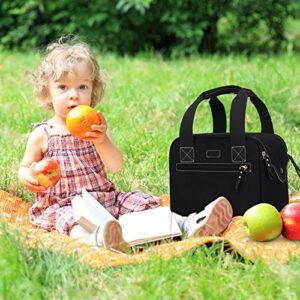 Skycase Lunch Bag for Women, Insulated Lunch Bag with Washable Utensils Pouch, Bento Lunch Tote Bag for Women, Men,Lunch Box Organizer for Office/Travel/Picnic/Camping,Black