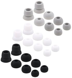 alxcd ear tips for powerbeats3 powerbeats 3 headphone, sml 3 sizes 9 pair silicone replacement earbud tips & 3 pair double flange ear tips, fit for beats powerbeats2 pb3[12 pair](black/white/gray)