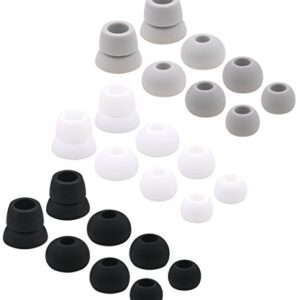 ALXCD Ear Tips for Powerbeats3 Powerbeats 3 Headphone, SML 3 Sizes 9 Pair Silicone Replacement Earbud Tips & 3 Pair Double Flange Ear Tips, Fit for Beats Powerbeats2 Pb3[12 Pair](Black/White/Gray)