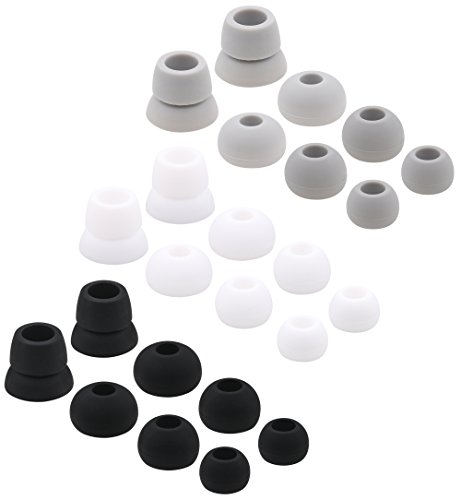 ALXCD Ear Tips for Powerbeats3 Powerbeats 3 Headphone, SML 3 Sizes 9 Pair Silicone Replacement Earbud Tips & 3 Pair Double Flange Ear Tips, Fit for Beats Powerbeats2 Pb3[12 Pair](Black/White/Gray)