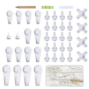 eutenghao 43pcs invisible nail screws wall hooks no trace picture hangers traceless photo hook hardwall drywall picture hooks multi function heavy duty picture art painting frame hanger (35lbs,6types)