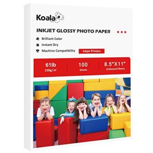 koala heavyweight photo paper high glossy 8.5x11 inches for inkjet printing 100 sheets 61lb