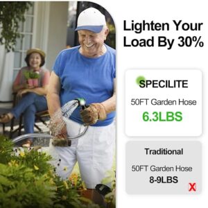 SPECILITE 50ft 304 Stainless Steel Garden Hose Metal, Heavy Duty Water Hoses with 2 Nozzles for Yard, Outdoor - Flexible, Never Kink & Tangle, Puncture Resistant