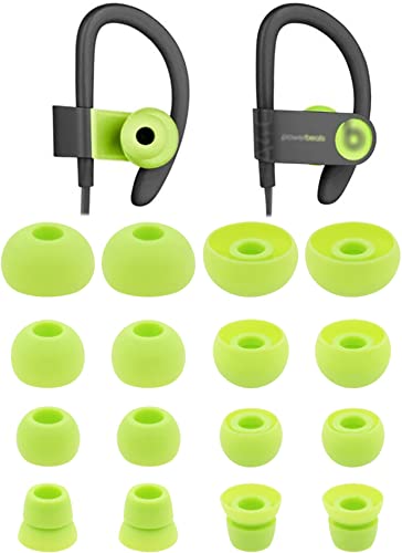 ALXCD Ear Tips for PB3 Powerbeats 3 Headphone, SML 3 Sizes 6 Pair Silicone Replacement Earbud Tips & 2 Pair Double Flange Ear Tips, Fit for Beats Powerbeats2 Pb3 [8 Pair](Green)