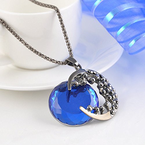 paweena Fashion Women Crystal Rhinestone Moon Pendant Long Chain Sweater Necklace Gift