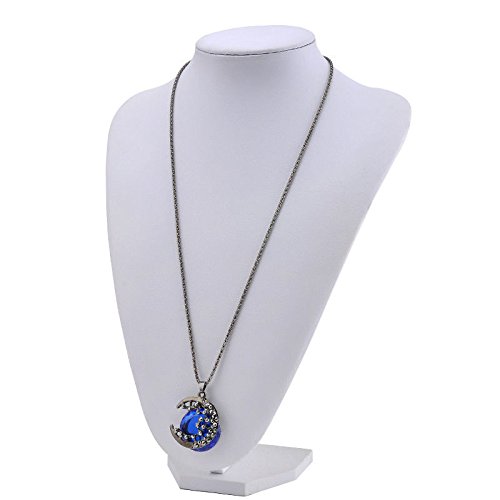 paweena Fashion Women Crystal Rhinestone Moon Pendant Long Chain Sweater Necklace Gift