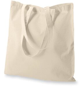 atmos green 12 pack 15x16 inch with 27" long handle 5 oz natural color recycled cotton tote bags sustainable eco friendly reusable grocery super strong great for promotion branding gift made in india