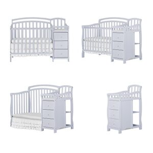 Dream On Me Casco 3-in-1 Mini Crib and Changing Table in Pebble Grey, Convertible Crib, Made of Pinewood, Three Position Adjustable Mattress Height Settings