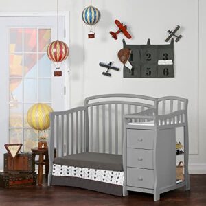 Dream On Me Casco 3-in-1 Mini Crib and Changing Table in Pebble Grey, Convertible Crib, Made of Pinewood, Three Position Adjustable Mattress Height Settings