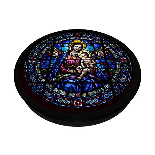 Blessed Virgin Mary and Jesus Stained Glass Design PopSockets PopGrip: Swappable Grip for Phones & Tablets