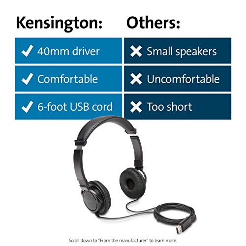 Kensington USB-A Hi-Fi Headphones (K97600WW), Black