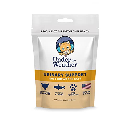 Under the Weather Pet Urinary Tract Support Soft Chews for Cats, 60 Bite Size Soft Chew Cat Supplements | Promotes Normal Ph Balance & Healthy Urinary Function for Cats
