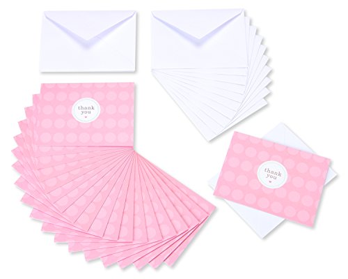 American Greetings Thank You Cards with Envelopes, Pink Dots (20-Count)