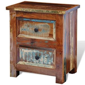vidaxl nightstand w/ 2 drawers solid reclaimed wood side end storage stand