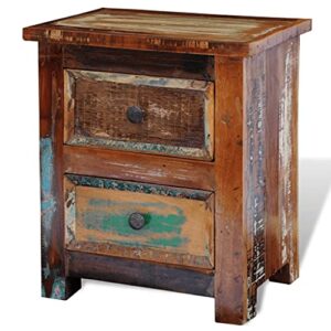 vidaXL Nightstand w/ 2 Drawers Solid Reclaimed Wood Side End Storage Stand