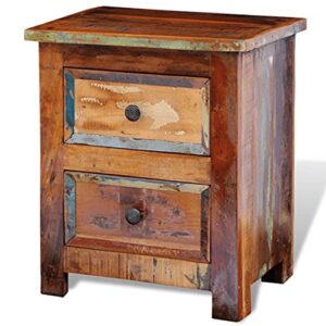 vidaXL Nightstand w/ 2 Drawers Solid Reclaimed Wood Side End Storage Stand