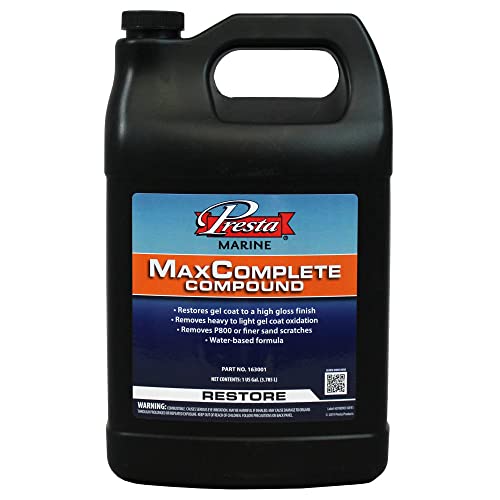 Presta 163001 MaxComplete Compound for Removing P800, Finer Sand Scratches and Light-Heavy Oxidation - 1 Gallon