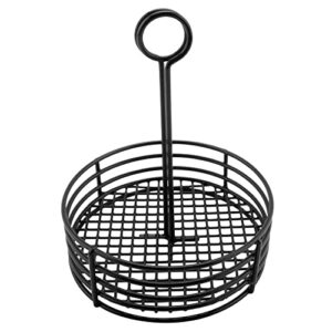 g.e.t. 4-31855 black round stainless steel condiment caddy iron polyethylene coated table caddies collection