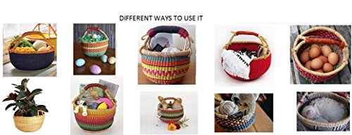 Medium Bolga African Bolga Ghana Basket Fair Trade Ghana Baskets toys Egg baskets - Medium: 11 "-13") (COLORS VARY) 1 EACH