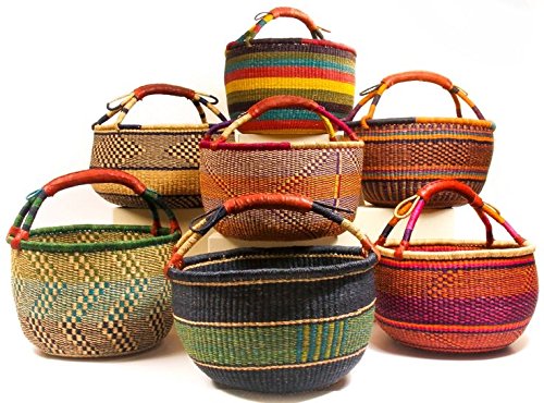 Medium Bolga African Bolga Ghana Basket Fair Trade Ghana Baskets toys Egg baskets - Medium: 11 "-13") (COLORS VARY) 1 EACH