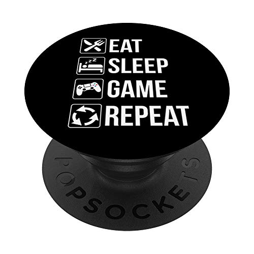 Funny Eat Sleep Game Repeat Gamers Cool Video Games Gift PopSockets Swappable PopGrip