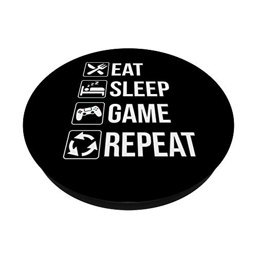 Funny Eat Sleep Game Repeat Gamers Cool Video Games Gift PopSockets Swappable PopGrip