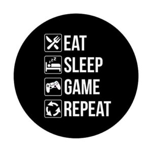 Funny Eat Sleep Game Repeat Gamers Cool Video Games Gift PopSockets Swappable PopGrip