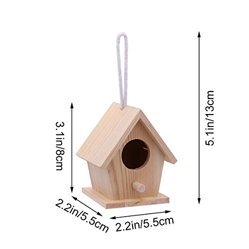 HEALIFTY Wooden Hanging House Mini Bird Nest Woodhouse for Decoration 4Pcs