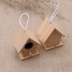 HEALIFTY Wooden Hanging House Mini Bird Nest Woodhouse for Decoration 4Pcs