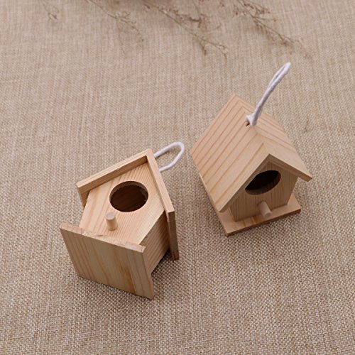 HEALIFTY Wooden Hanging House Mini Bird Nest Woodhouse for Decoration 4Pcs