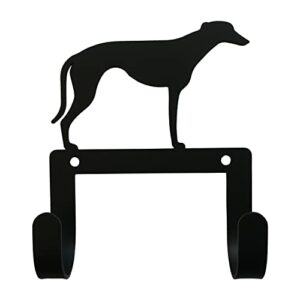 village wrought iron wh-lc-333 4.875 inch greyhound-leash and collar wall hook, black