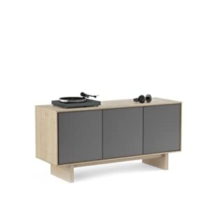 BDI Octave 8377 Triple-Width Media Cabinet, Drift Oak with Grey Flat Doors