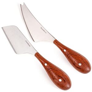 berghoff aaron probyn stainless steel blade 2pc provence hard cheese knife 8.25", soft cheese knife 9", ergonomic wood handle, forged, sharp, well balanced