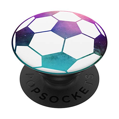 Galaxy Soccer Ball - Purple Teal Space Nebula PopSockets PopGrip: Swappable Grip for Phones & Tablets