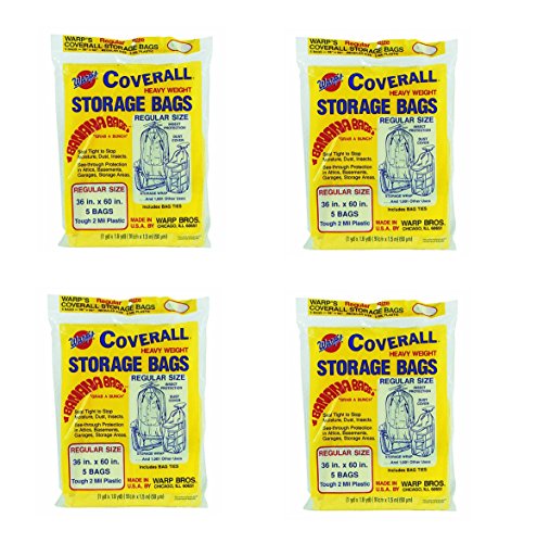 Warp Brothers CB-36 Banana BAG, 36"x60" Regular Storage Bags, 5 Bags Per Pack - 4 Pack (Total 20 Bags)