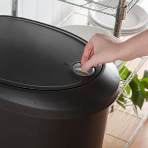 Sterilite 12.6 Gallon Hands Free Home Kitchen Wastebasket Trashcan with Locking Lid and Step On Pedal, Black, 6 Pack