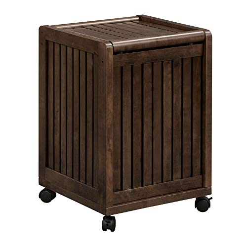 NewRidge Home Goods NewRidge Home Solid Wood Abingdon Mobile (Rolling) Laundry Hamper with Lid, Multiple Colors, One Size, ESPRESSO