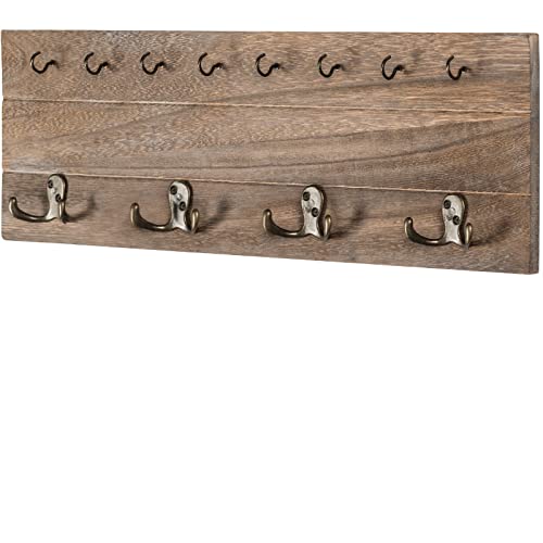 EXCELLO GLOBAL PRODUCTS Rustic, Shabby Chic Wall Mounted Hanging Entryway Coatrack Organizer. 24x8 - GPP-0017