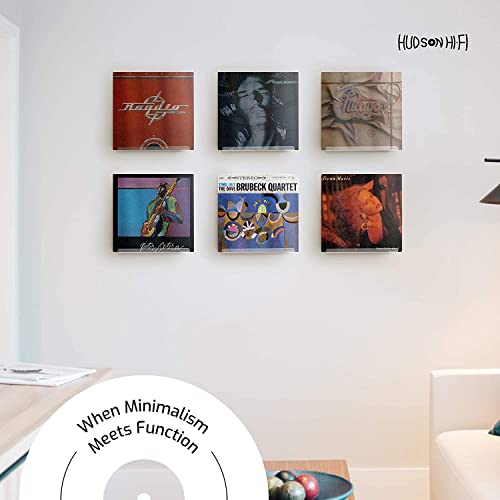 Hudson Hi-Fi LP Vinyl Record Wall Display Shelf - Display Your Favorite LP Records in Style (4 Pack, Cleay Acrylic)
