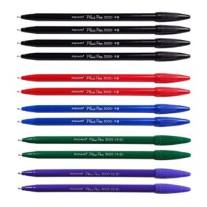 monami plus 3000 office sign pen felt tip water based ink color pen complete red,blue,black,green,purple dozen box