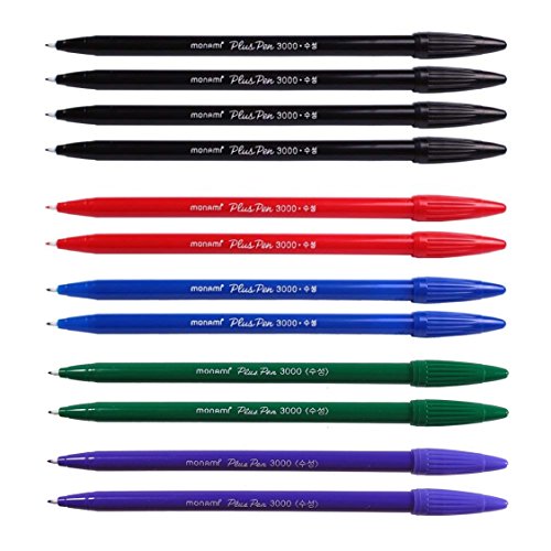 Monami Plus 3000 Office Sign Pen Felt Tip Water Based Ink Color Pen Complete Red,blue,black,green,purple Dozen Box