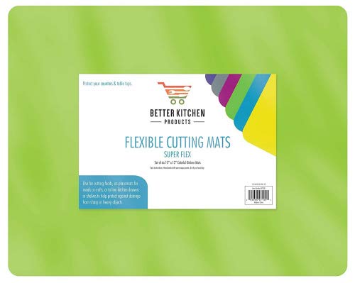 Flexible Plastic Cutting Board Mats, Set of 6, Textured, 6 Vivid, Translucent Colors by Better Kitchen Products