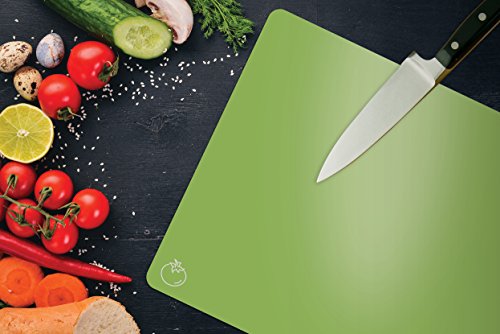 Extra Thick Flexible Plastic Cutting Board Mats, Set of 4, Color Coded with Food Icons, Waffle Back Grip Underside by Better Kitchen Products