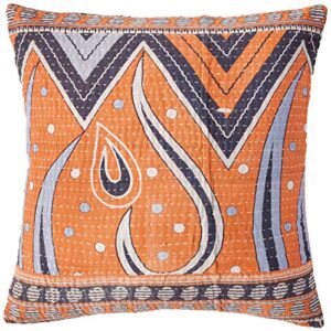 creative co-op vintage multicolor cotton quilt kantha pillow (each one will vary)
