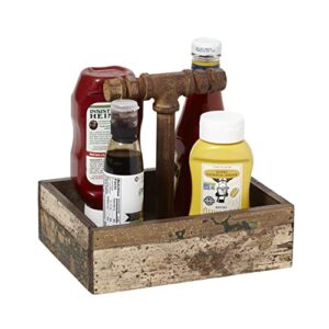 g.e.t. cad1-rwd reclaimed wood table top condiment / drink caddy, 9" x 7"