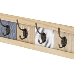 10 Street Home Wall Mount Coat Rack with 4 Adjustable Hooks - Wood and Multi-Color Modern Rustic Style for Entryways, Closets, and Bathrooms