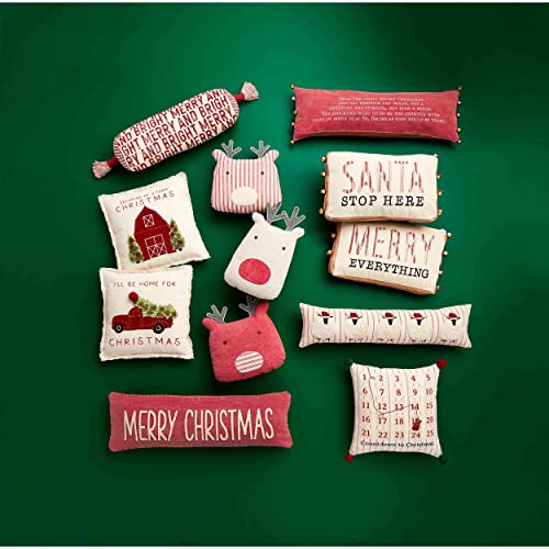 Mud Pie Merry Christmas Pillow, RED 12" x 35 1/2"