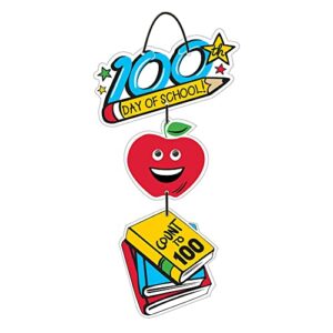 amscan 100th day of school hanging sign, 19" x 9", multicolor
