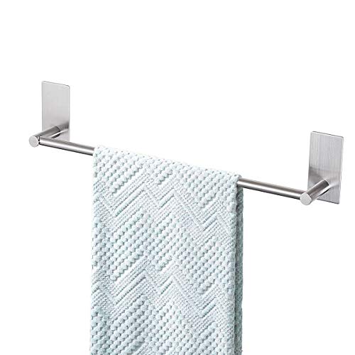 Songtec Bathroom Towel Bar 16-inch, No Drill Stick On Towel Rack, Easy Install with Self-Adhesive, Premium SUS304 Stainless Steel - Brushed Nickle